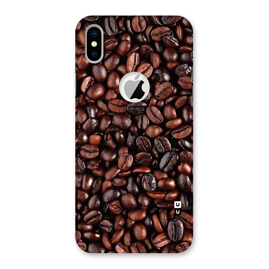 Coffee Beans Texture Back Case for iPhone X Logo Cut