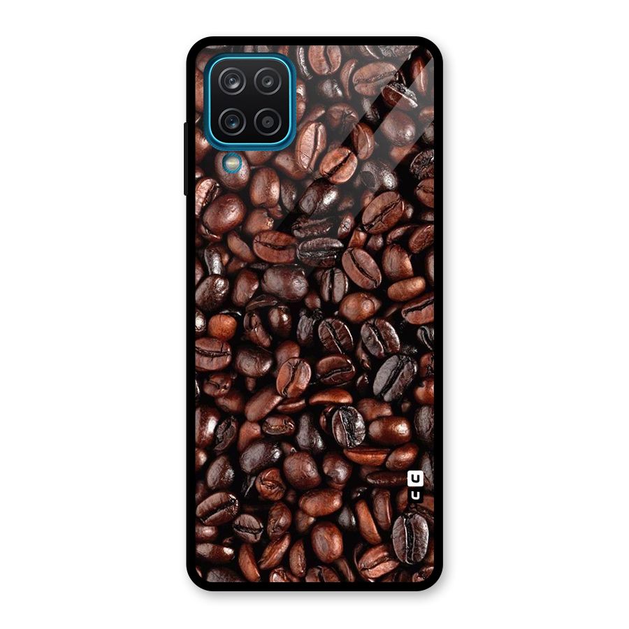 Coffee Beans Texture Glass Back Case for Galaxy A12