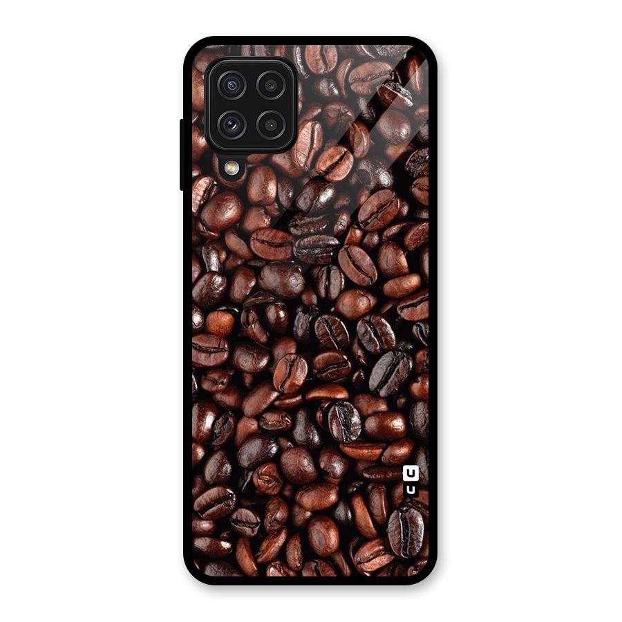 Coffee Beans Texture Glass Back Case for Galaxy A22 4G