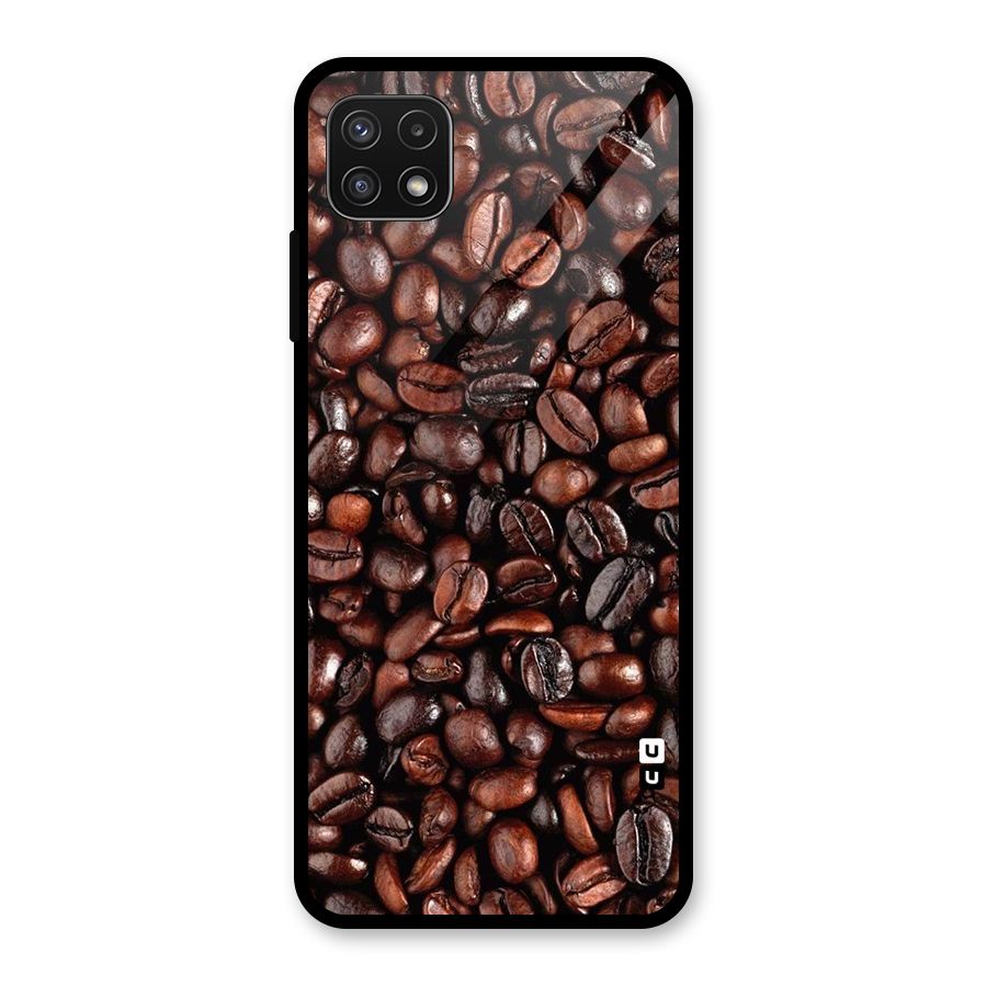 Coffee Beans Texture Glass Back Case for Galaxy A22 5G