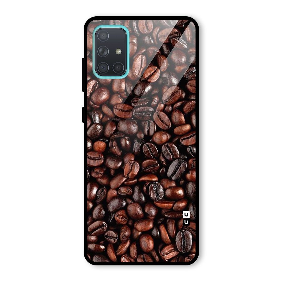 Coffee Beans Texture Glass Back Case for Galaxy A71