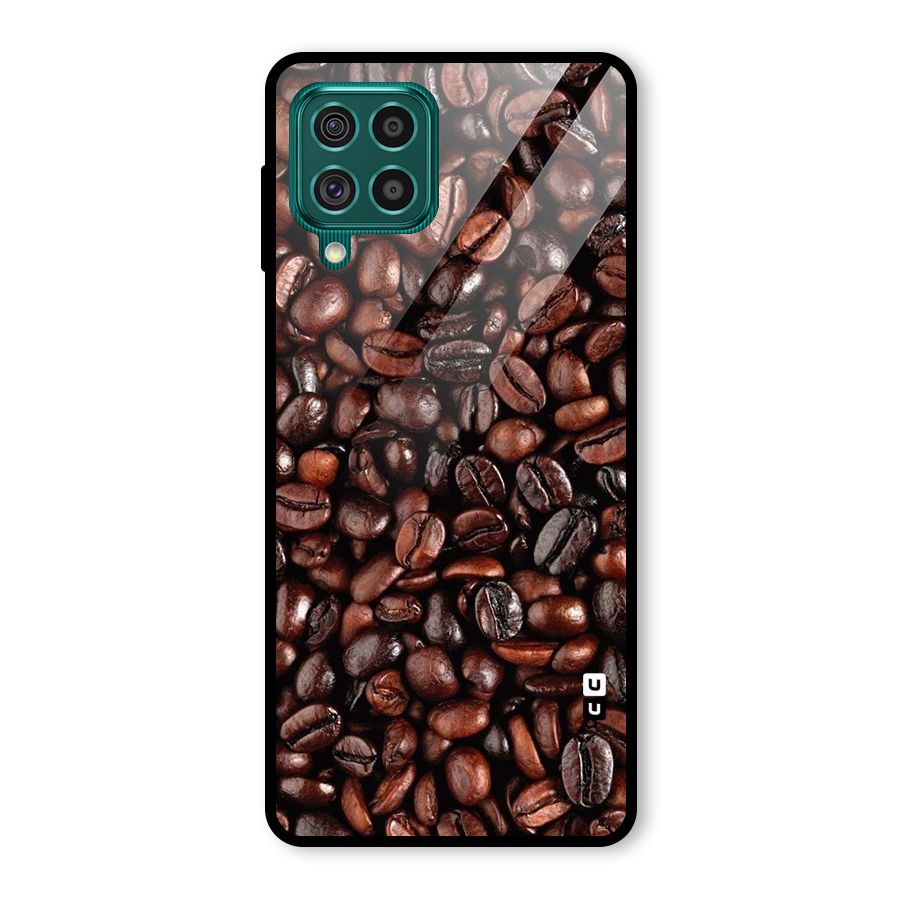 Coffee Beans Texture Glass Back Case for Galaxy F62