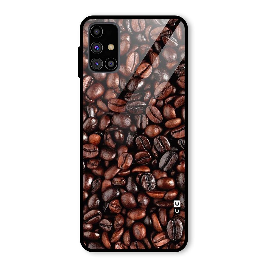 Coffee Beans Texture Glass Back Case for Galaxy M31s