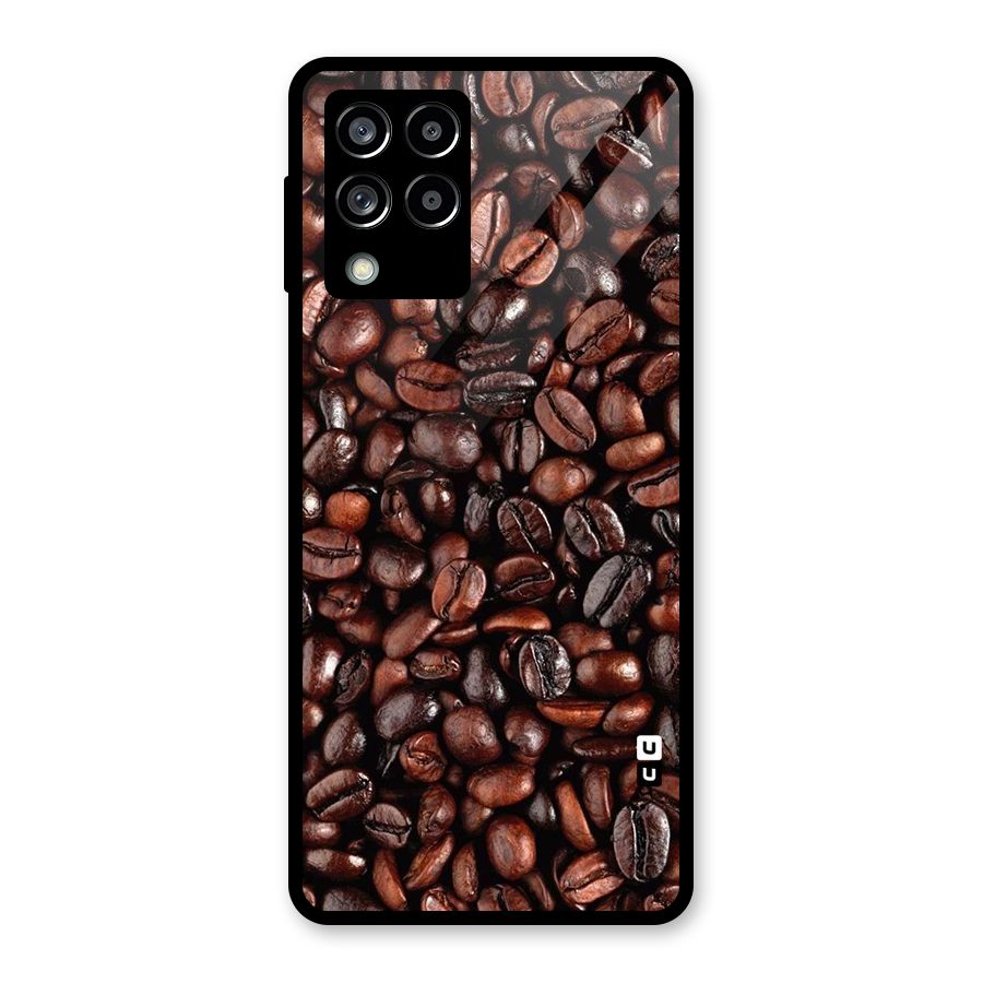 Coffee Beans Texture Glass Back Case for Galaxy M53 5G