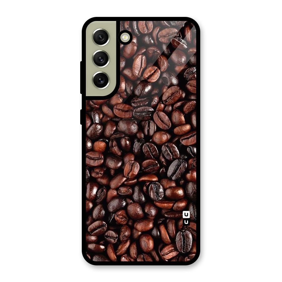 Coffee Beans Texture Glass Back Case for Galaxy S21 FE 5G