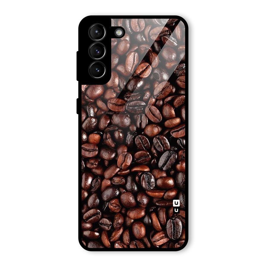Coffee Beans Texture Glass Back Case for Galaxy S21 Plus