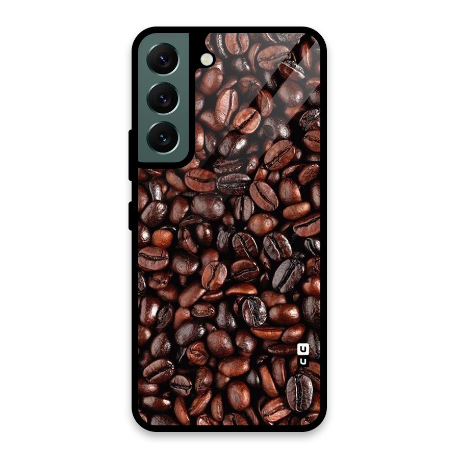 Coffee Beans Texture Glass Back Case for Galaxy S22 5G