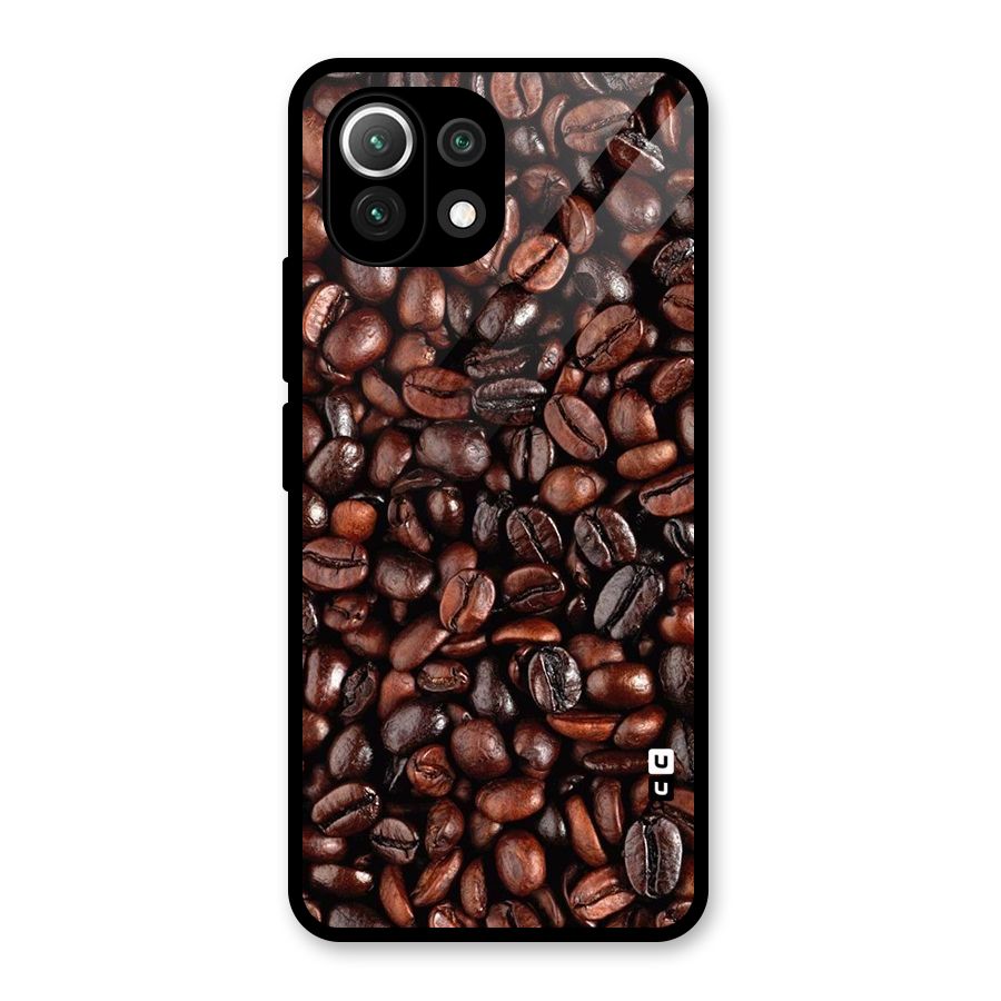 Coffee Beans Texture Glass Back Case for Mi 11 Lite
