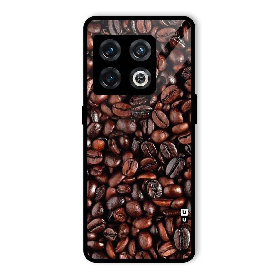 Coffee Beans Texture Glass Back Case for OnePlus 10 Pro 5G