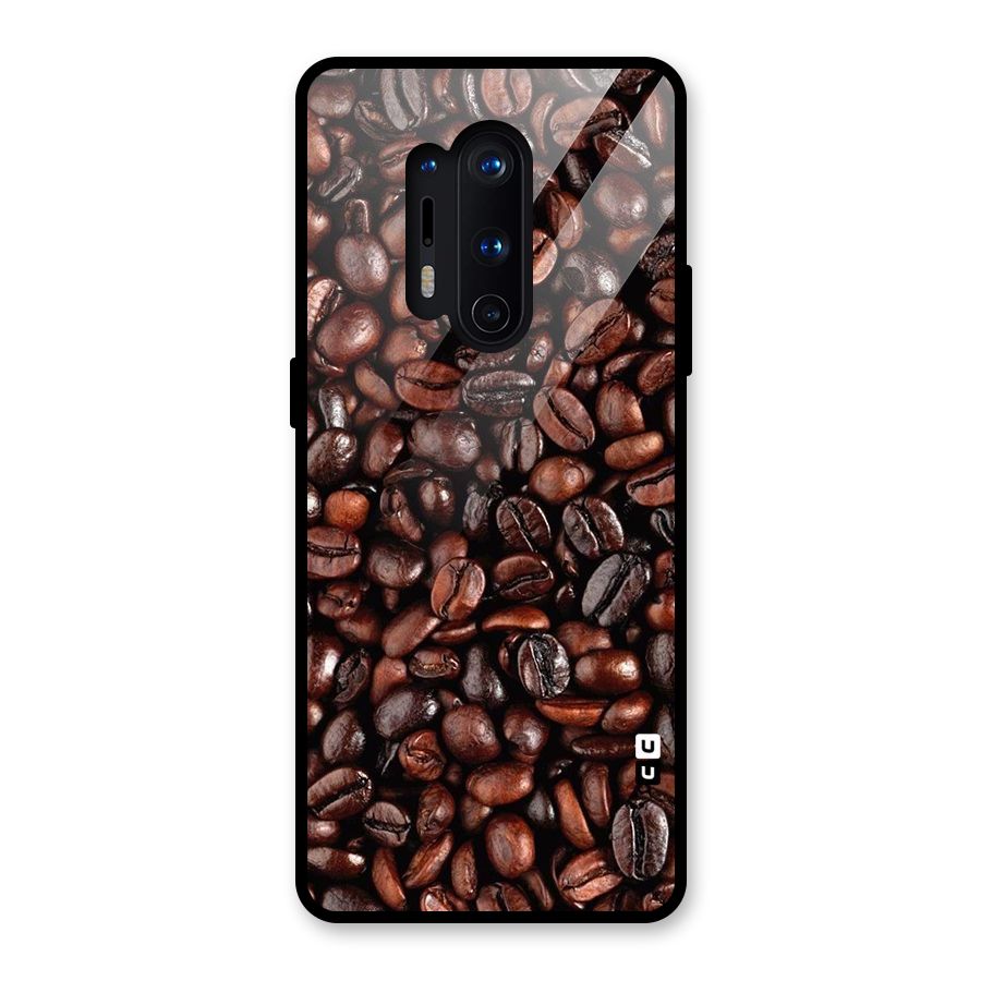 Coffee Beans Texture Glass Back Case for OnePlus 8 Pro
