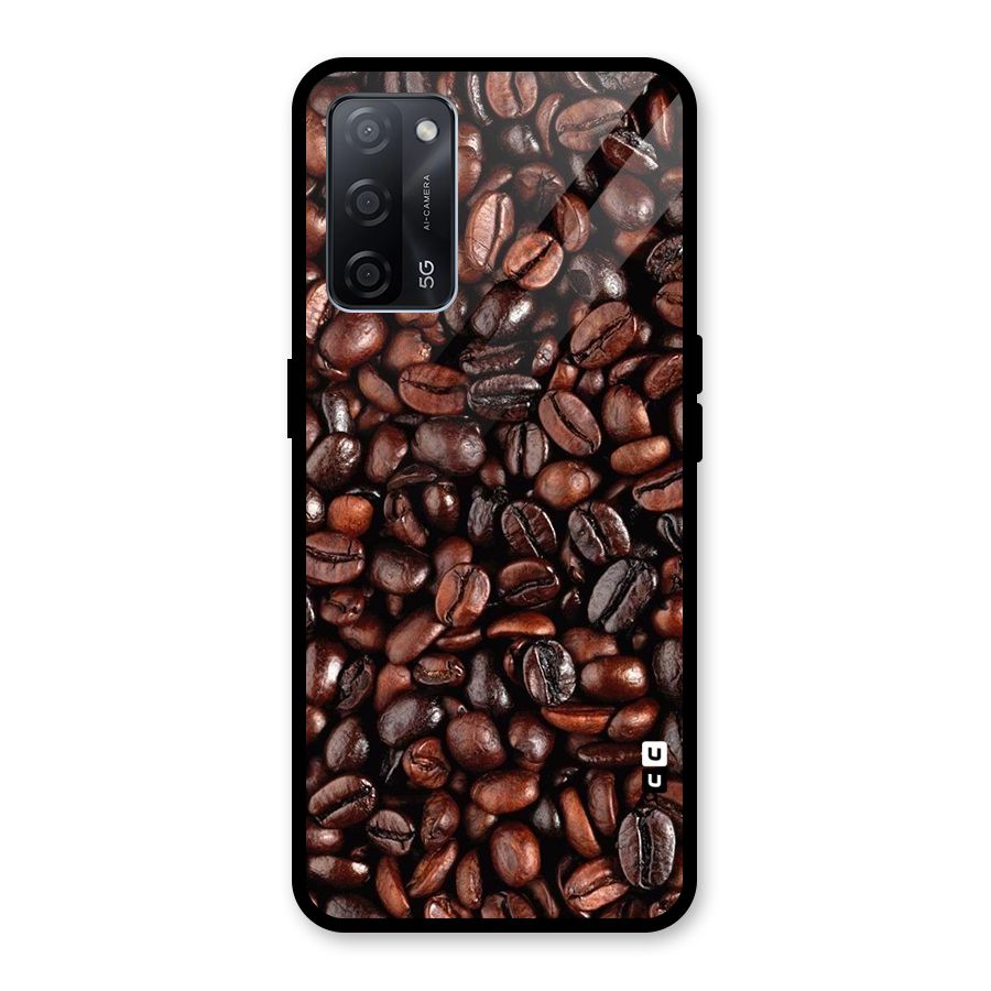 Coffee Beans Texture Glass Back Case for Oppo A53s 5G
