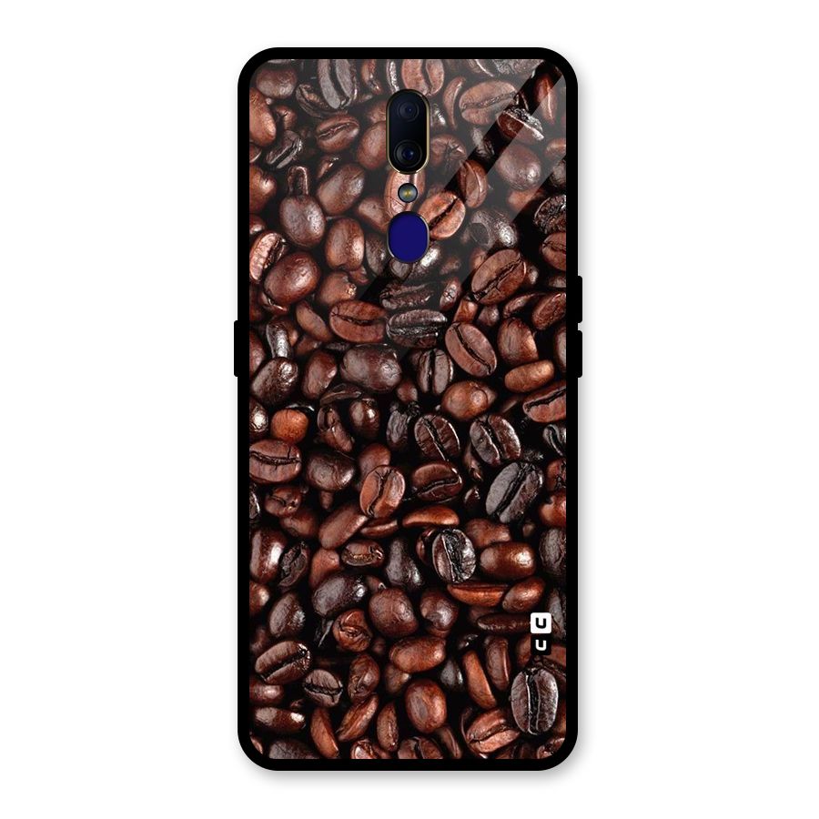 Coffee Beans Texture Glass Back Case for Oppo F11