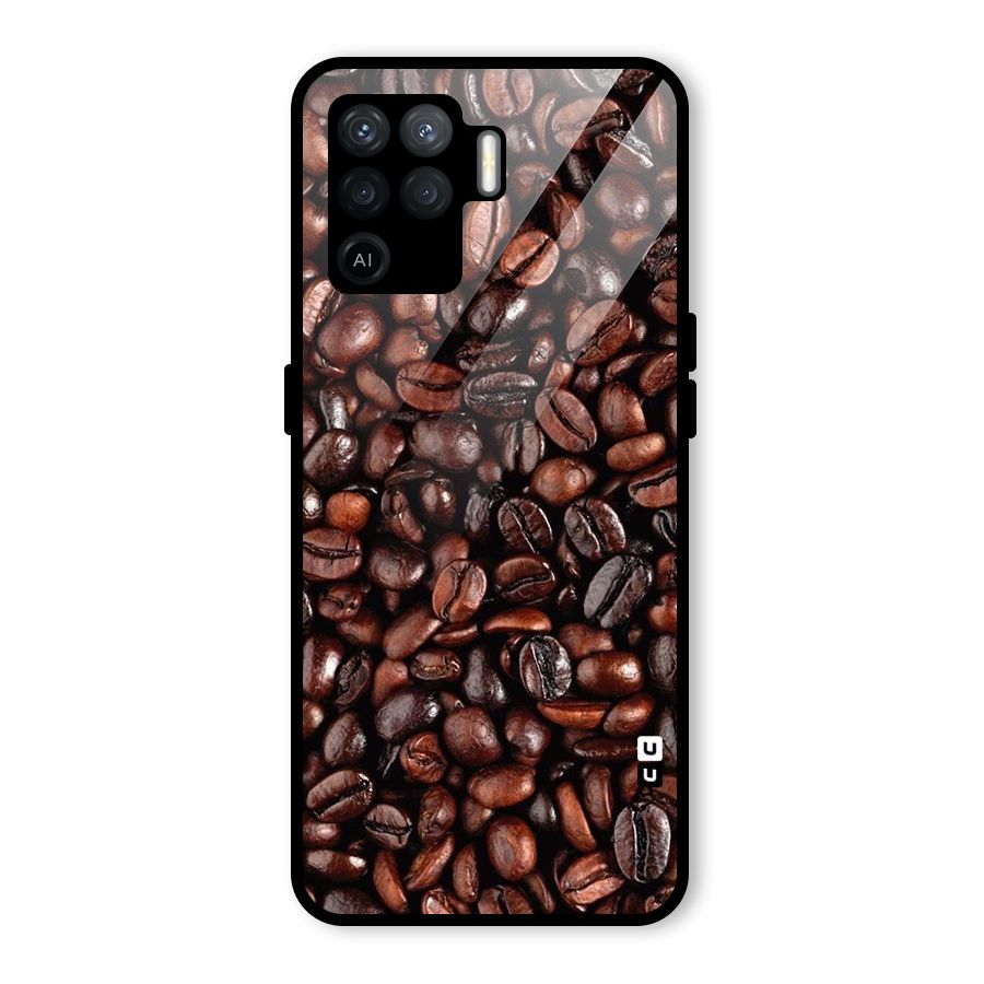 Coffee Beans Texture Glass Back Case for Oppo F19 Pro