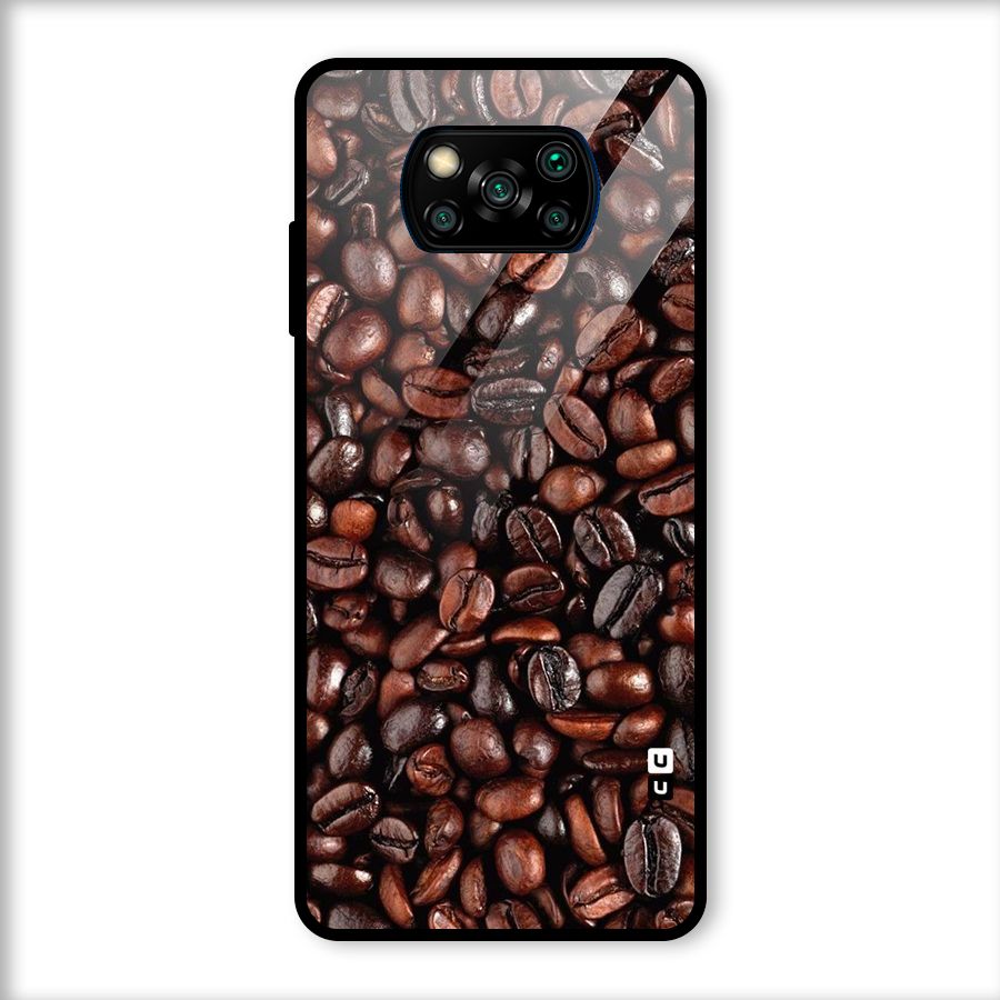 Coffee Beans Texture Glass Back Case for Poco X3