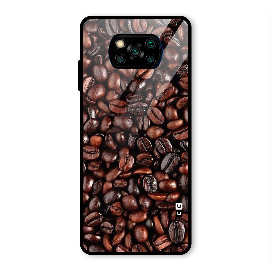 Coffee Beans Texture Glass Back Case for Poco X3 Pro