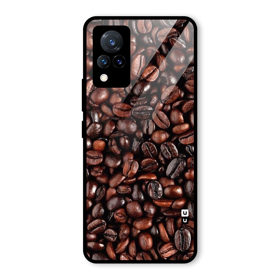 Coffee Beans Texture Glass Back Case for Vivo V21 5G