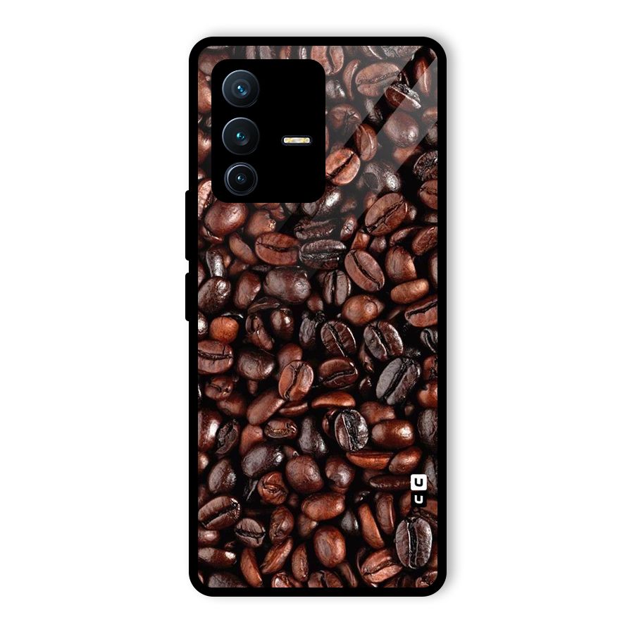 Coffee Beans Texture Glass Back Case for Vivo V23 Pro