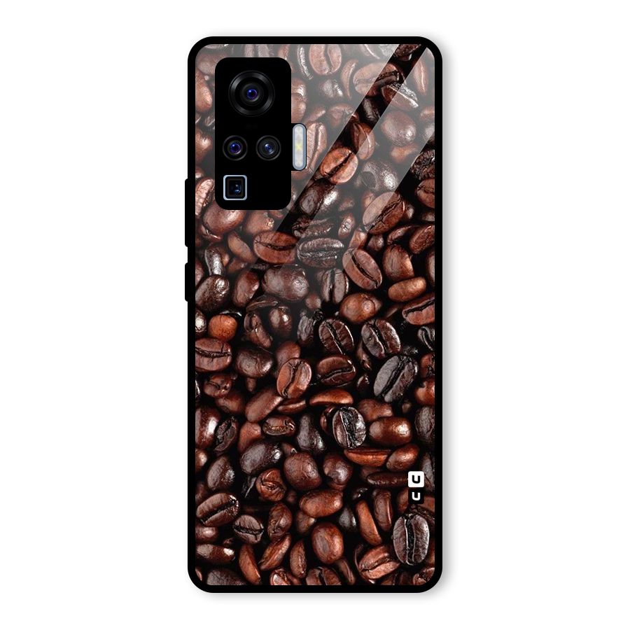 Coffee Beans Texture Glass Back Case for Vivo X50 Pro