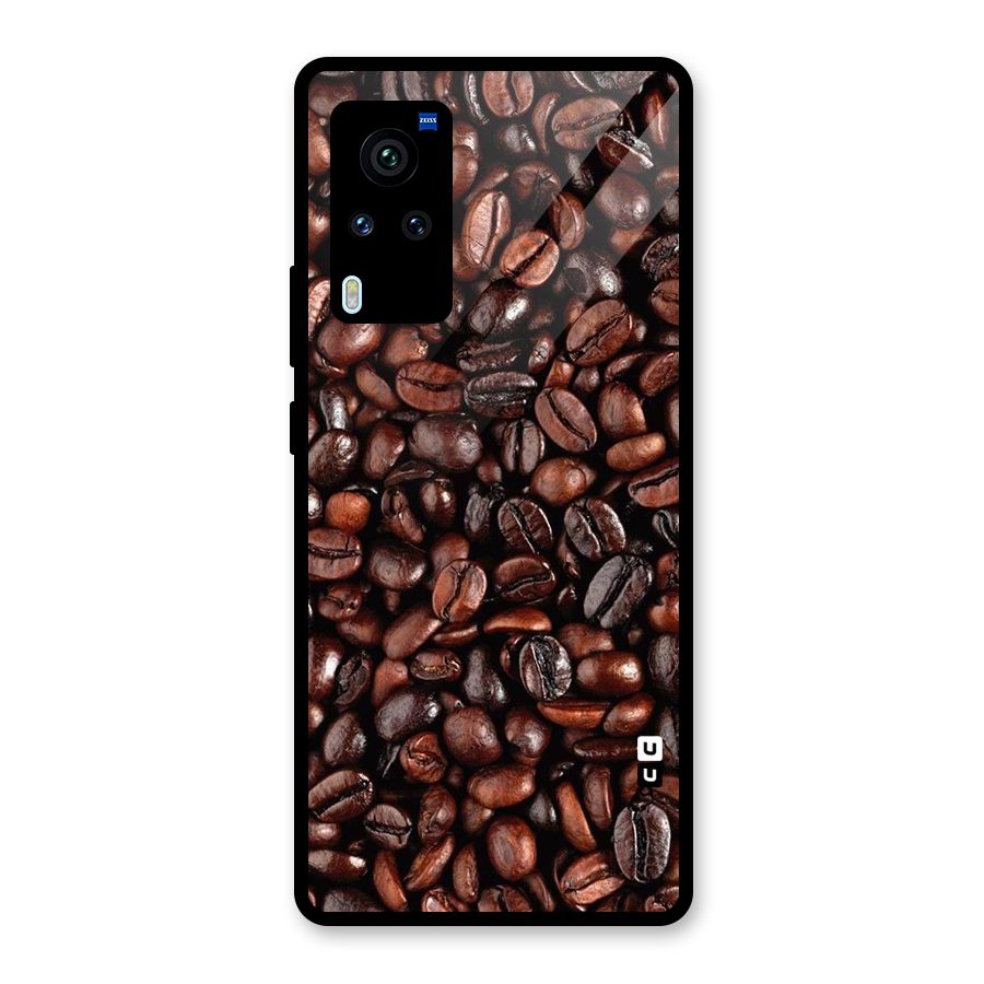 Coffee Beans Texture Glass Back Case for Vivo X60 Pro