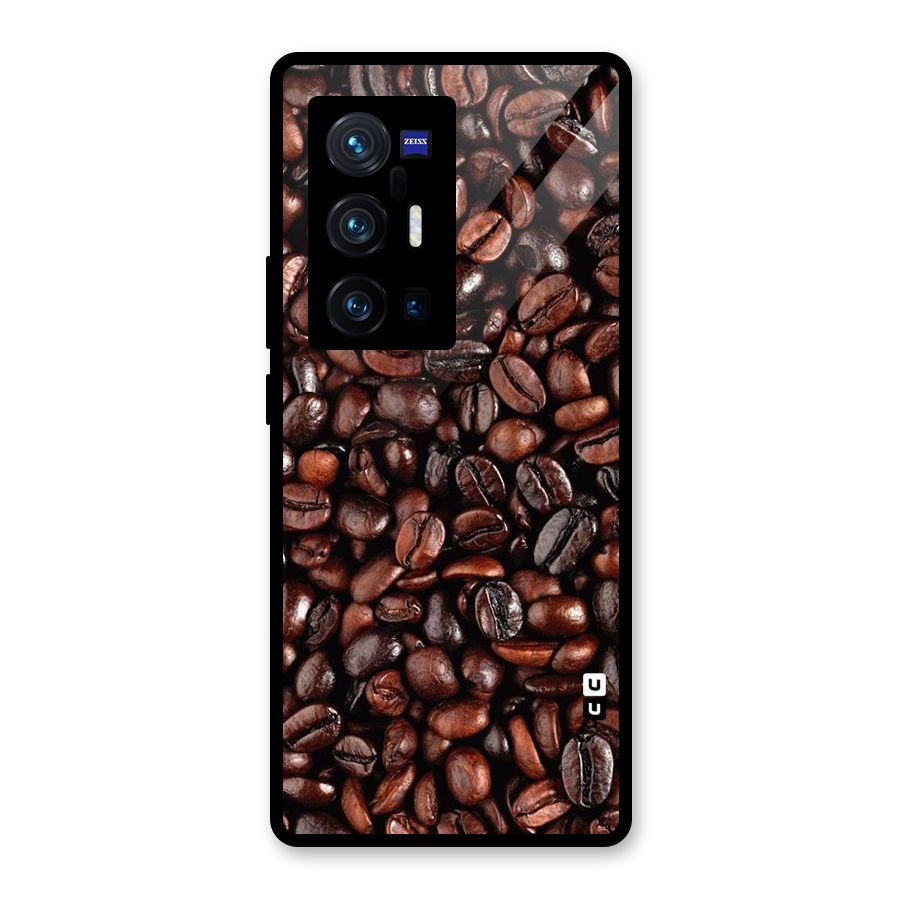 Coffee Beans Texture Glass Back Case for Vivo X70 Pro Plus