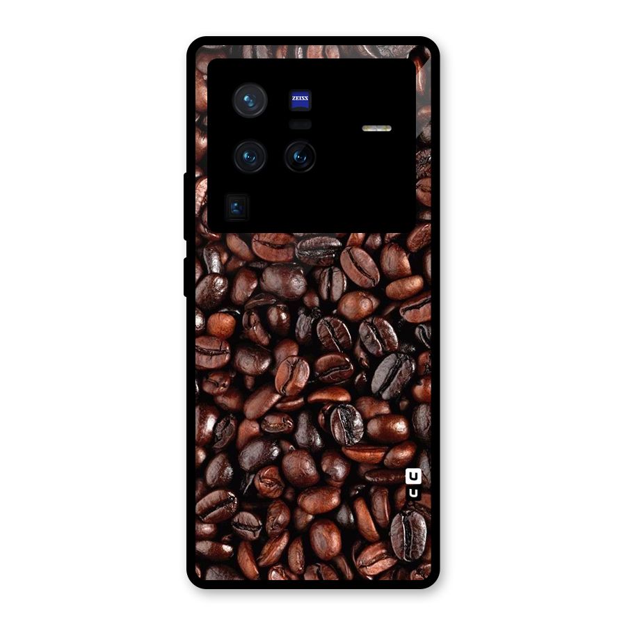 Coffee Beans Texture Glass Back Case for Vivo X80 Pro