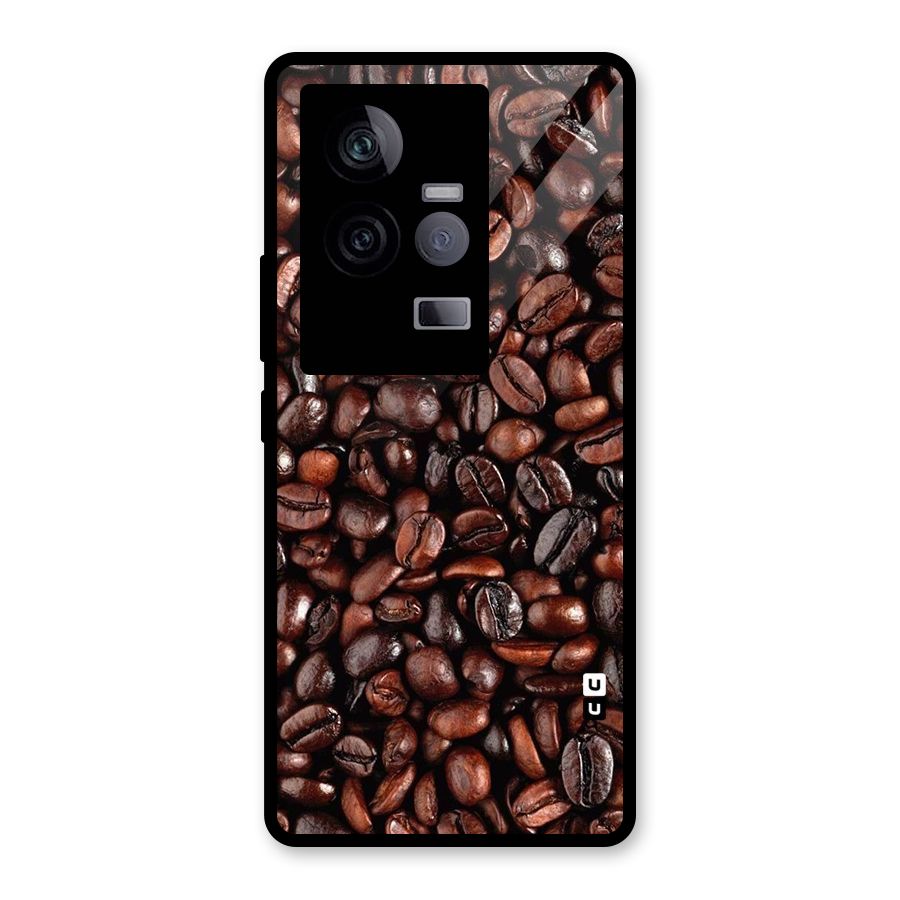 Coffee Beans Texture Glass Back Case for Vivo iQOO 11 5G