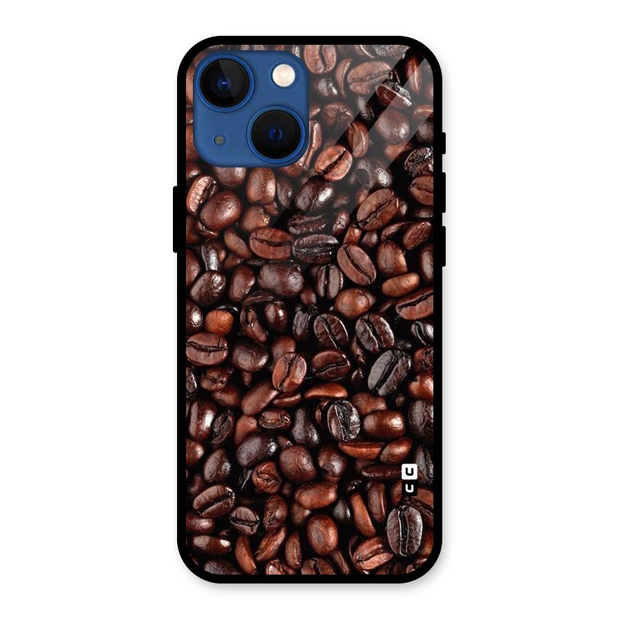 Coffee Beans Texture Glass Back Case for iPhone 13 Mini