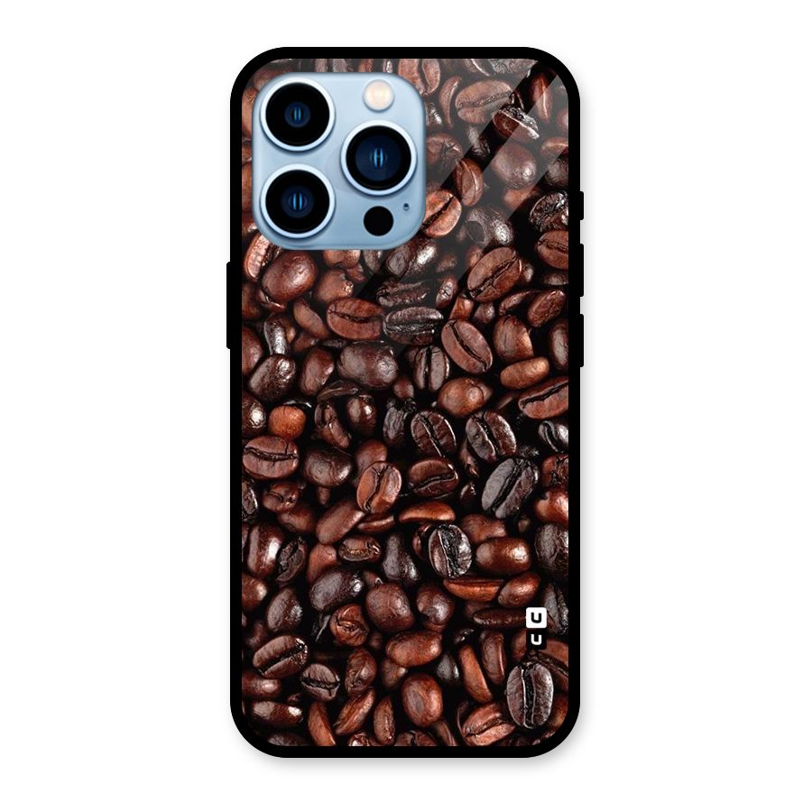 Coffee Beans Texture Glass Back Case for iPhone 13 Pro