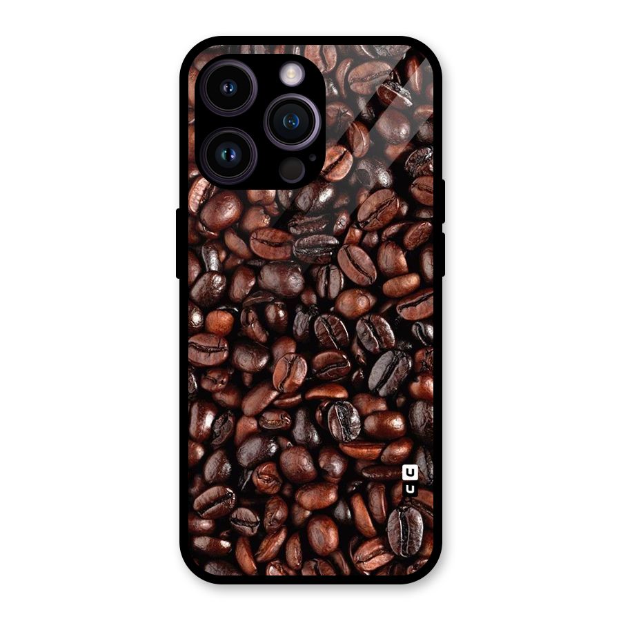 Coffee Beans Texture Glass Back Case for iPhone 14 Pro Max