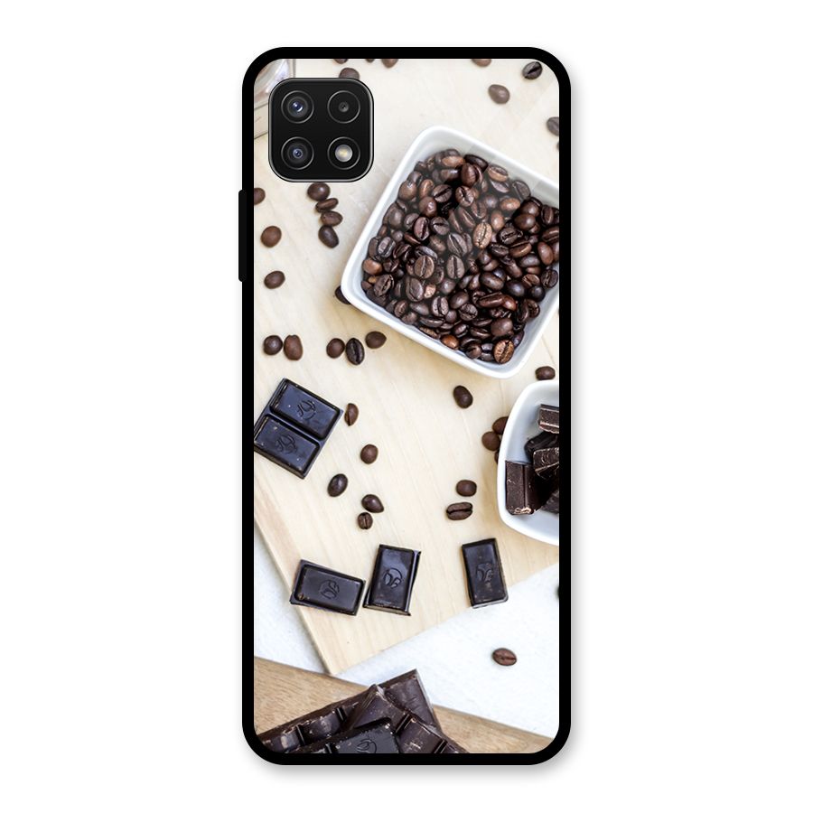 Coffee Beans and Chocolate Glass Back Case for Galaxy A22 5G