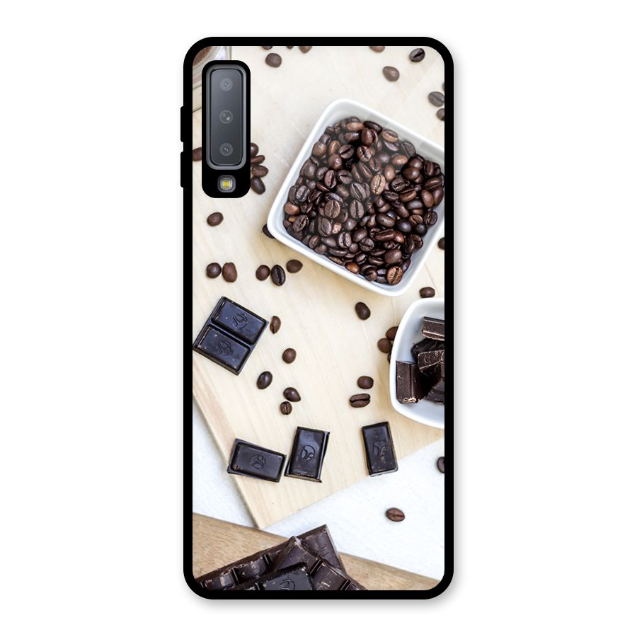 Coffee Beans and Chocolate Glass Back Case for Galaxy A7 (2018)