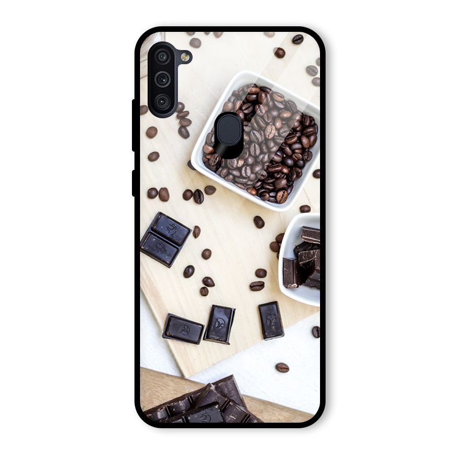 Coffee Beans and Chocolate Glass Back Case for Galaxy M11