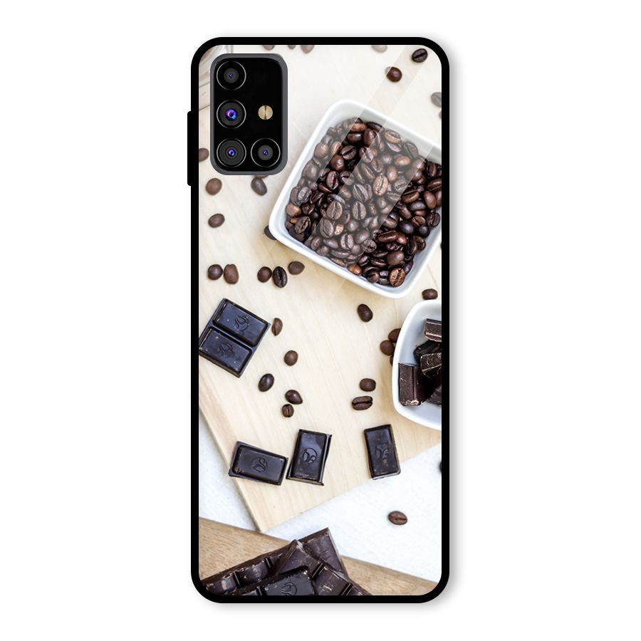 Coffee Beans and Chocolate Glass Back Case for Galaxy M31s