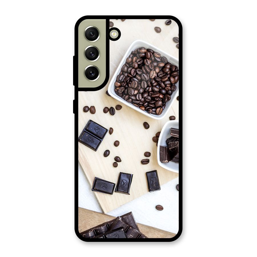 Coffee Beans and Chocolate Glass Back Case for Galaxy S21 FE 5G