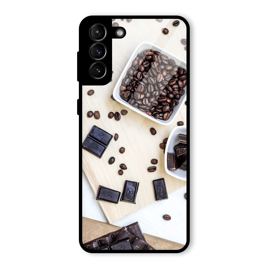 Coffee Beans and Chocolate Glass Back Case for Galaxy S21 Plus