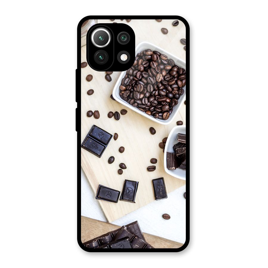 Coffee Beans and Chocolate Glass Back Case for Mi 11 Lite