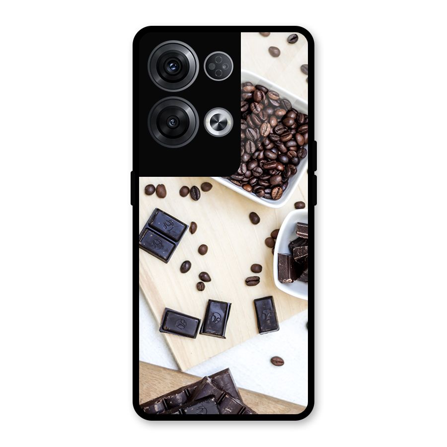Coffee Beans and Chocolate Glass Back Case for Oppo Reno8 Pro 5G