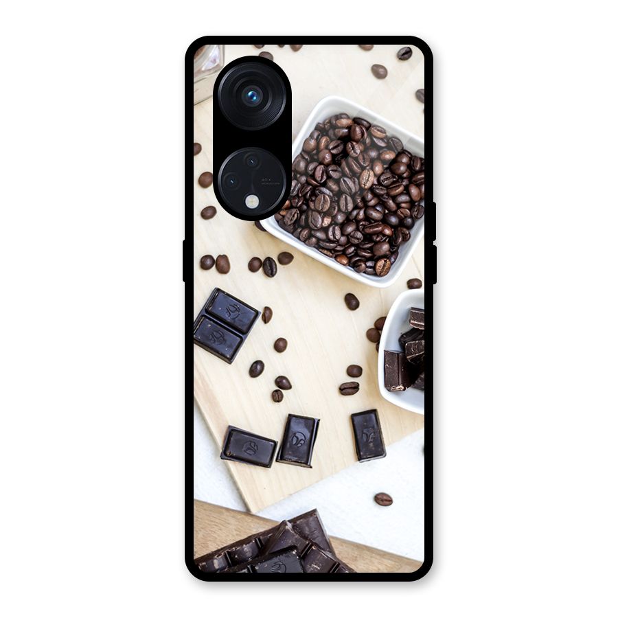 Coffee Beans and Chocolate Glass Back Case for Reno8 T 5G