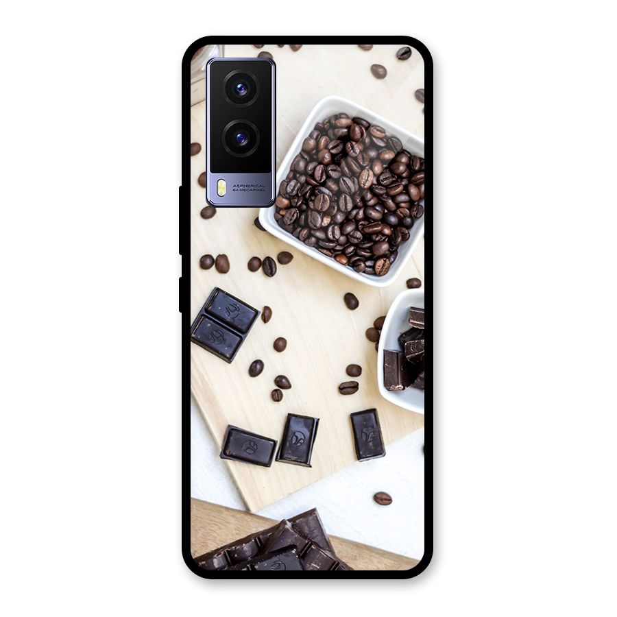 Coffee Beans and Chocolate Glass Back Case for Vivo V21e 5G