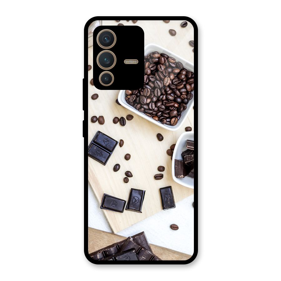 Coffee Beans and Chocolate Glass Back Case for Vivo V23 5G