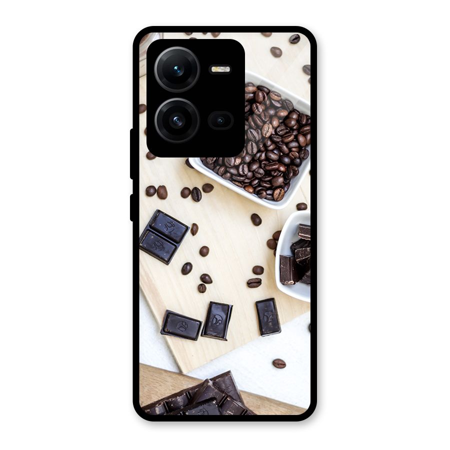 Coffee Beans and Chocolate Glass Back Case for Vivo V25
