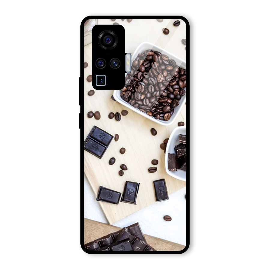 Coffee Beans and Chocolate Glass Back Case for Vivo X50 Pro