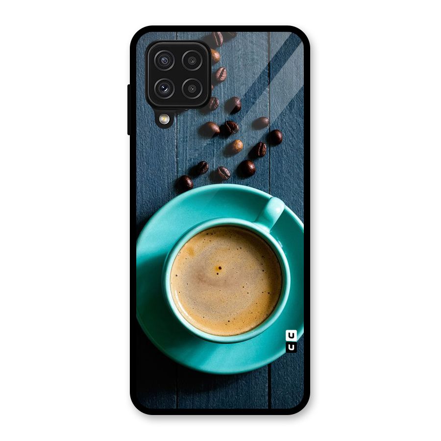 Coffee Beans and Cup Glass Back Case for Galaxy A22 4G