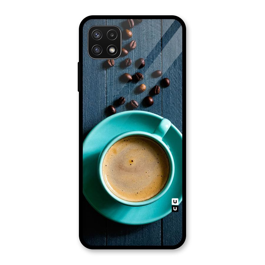 Coffee Beans and Cup Glass Back Case for Galaxy A22 5G