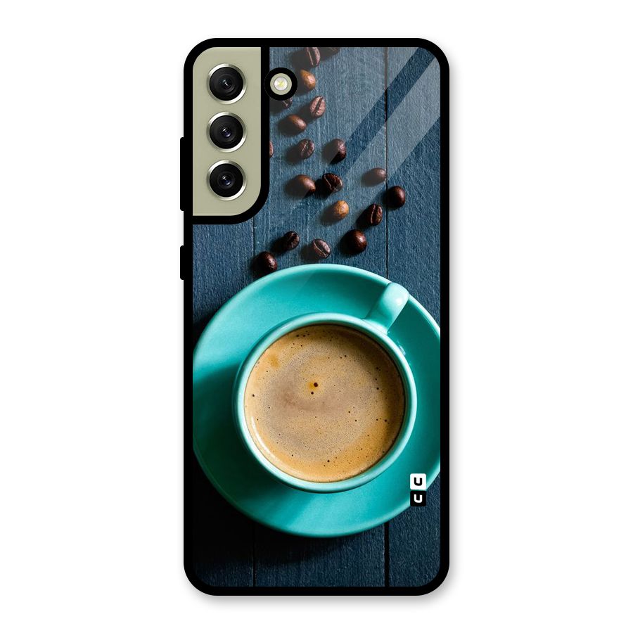 Coffee Beans and Cup Glass Back Case for Galaxy S21 FE 5G