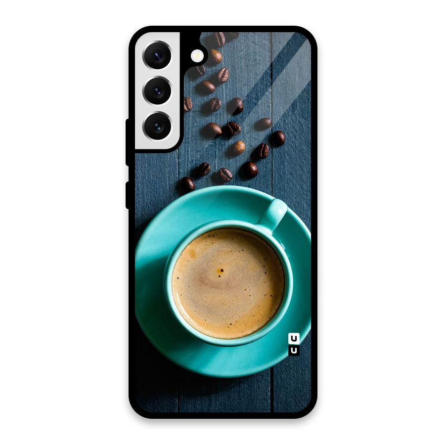 Coffee Beans and Cup Glass Back Case for Galaxy S22 Plus 5G