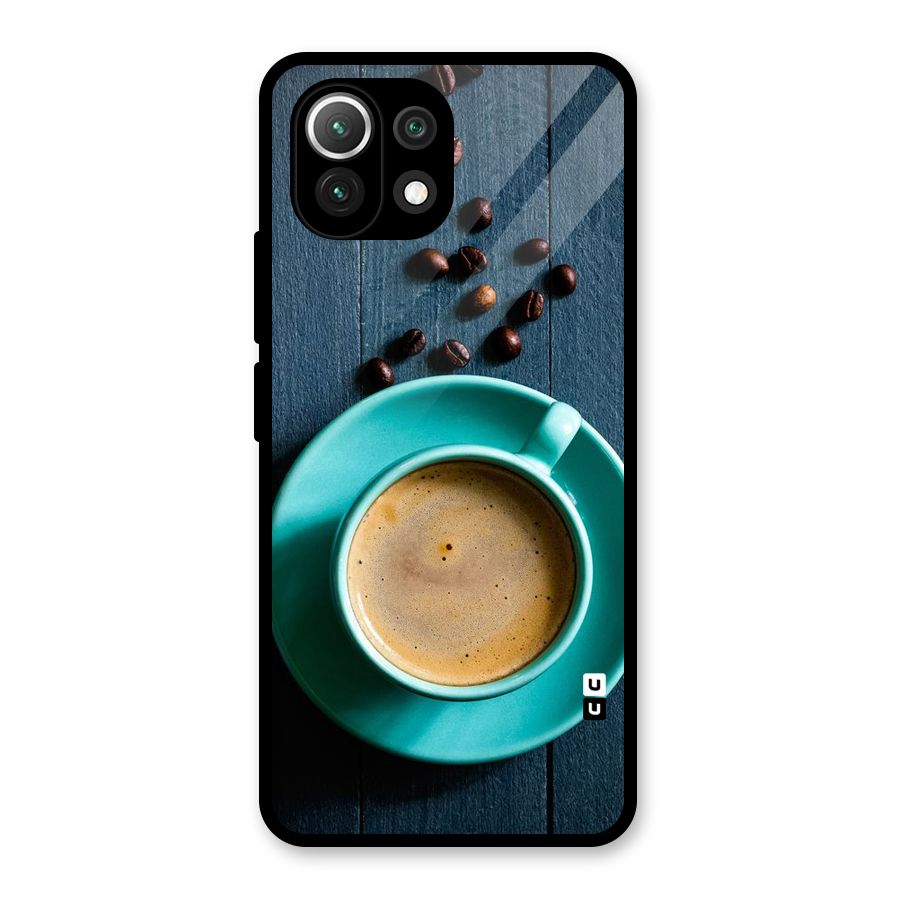 Coffee Beans and Cup Glass Back Case for Mi 11 Lite