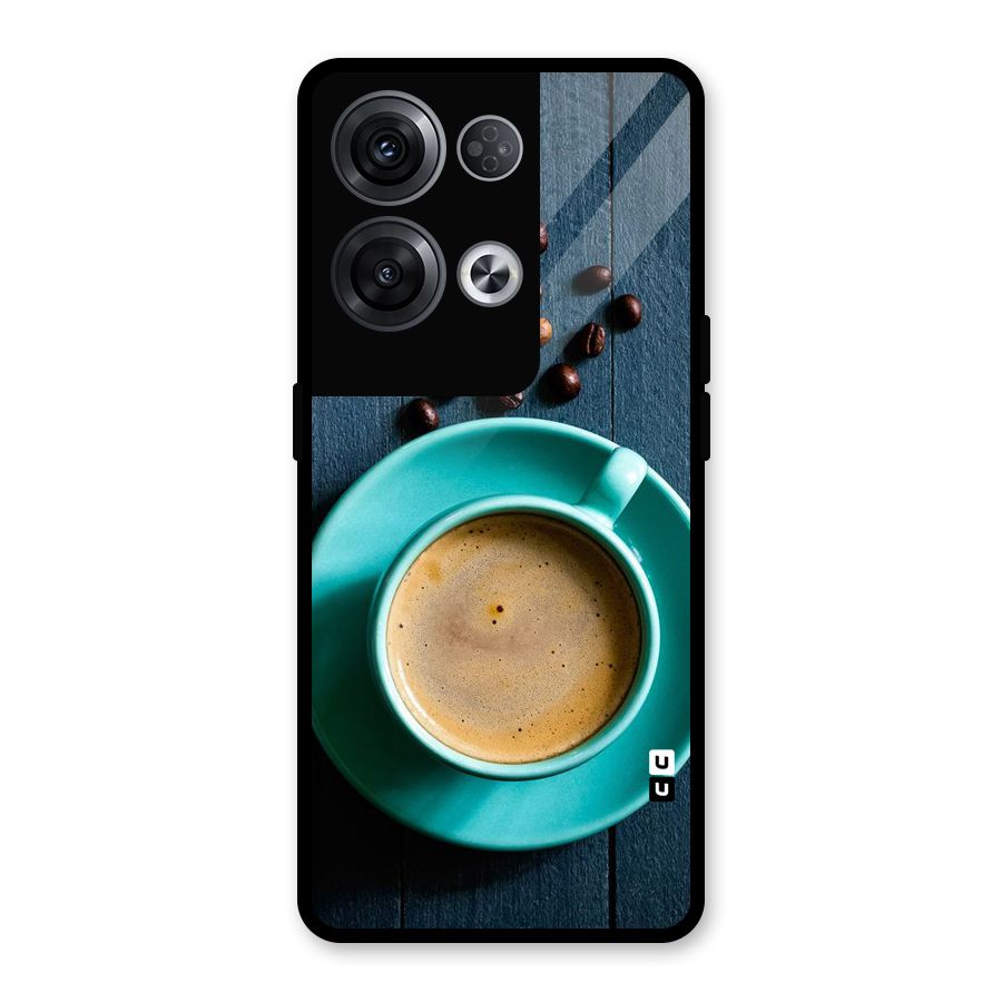 Coffee Beans and Cup Glass Back Case for Oppo Reno8 Pro 5G