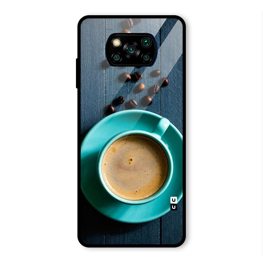 Coffee Beans and Cup Glass Back Case for Poco X3 Pro