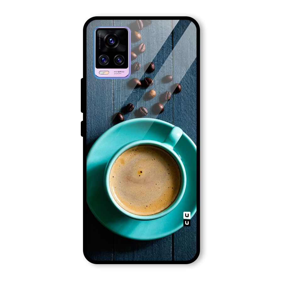 Coffee Beans and Cup Glass Back Case for Vivo V20 Pro